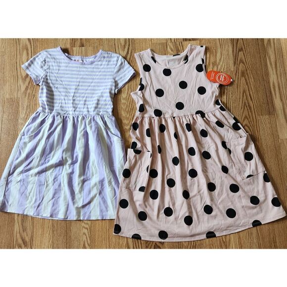 Girls Summer Dress Lot Wonder Nation (New), Cat & Jack Medium 8 Pullover Pockets - Picture 1 of 7